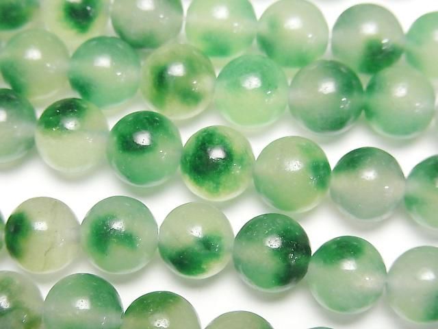 [Video] Clear x Dark Green Jade Round 8mm 1strand beads (aprx.14inch/35cm)