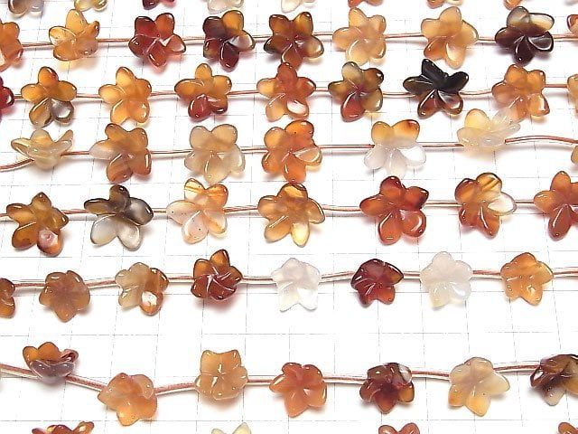 [Video] Mixed Carnelian Flower 1strand beads (aprx.15inch/36cm)