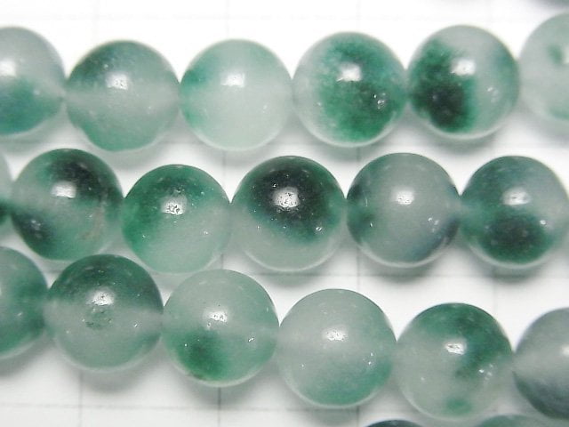 [Video] Clear x Blue Green Jade Round 8mm 1strand beads (aprx.14inch/35cm)