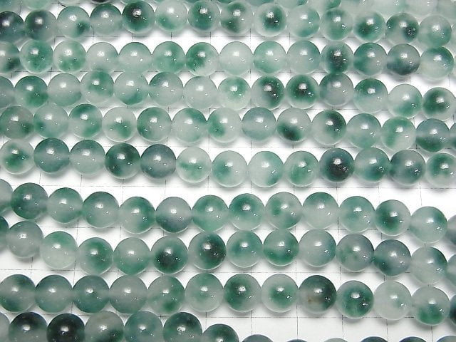 [Video] Clear x Blue Green Jade Round 8mm 1strand beads (aprx.14inch/35cm)