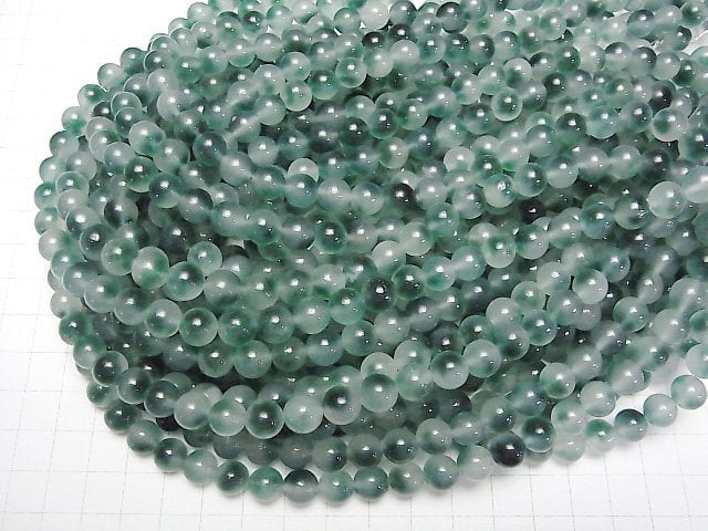 [Video] Clear x Blue Green Jade Round 8mm 1strand beads (aprx.14inch/35cm)