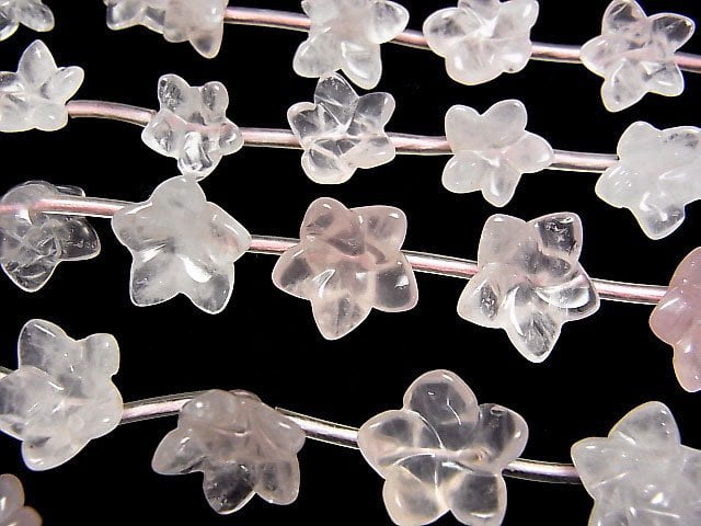 [Video] Madagascar Rose Quartz Flower 1strand beads (aprx.15inch/36cm)