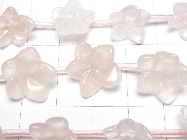 [Video] Madagascar Rose Quartz Flower 1strand beads (aprx.15inch/36cm)