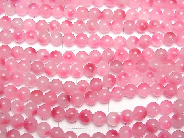 [Video] Clear x Pink Jade Round 8mm 1strand beads (aprx.14inch/35cm)