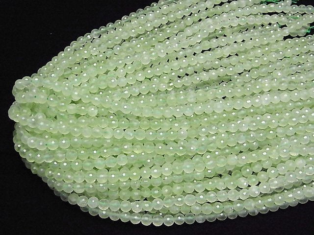 [Video]High Quality! Prehnite AAA- 128Faceted Round 5.5mm 1strand beads (aprx.15inch/37cm)