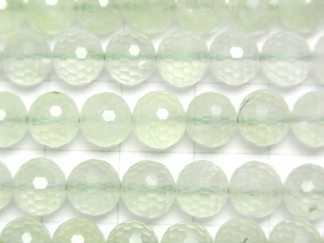 [Video]High Quality! Prehnite AAA- 128Faceted Round 7.5mm half or 1strand beads (aprx.15inch/37cm)