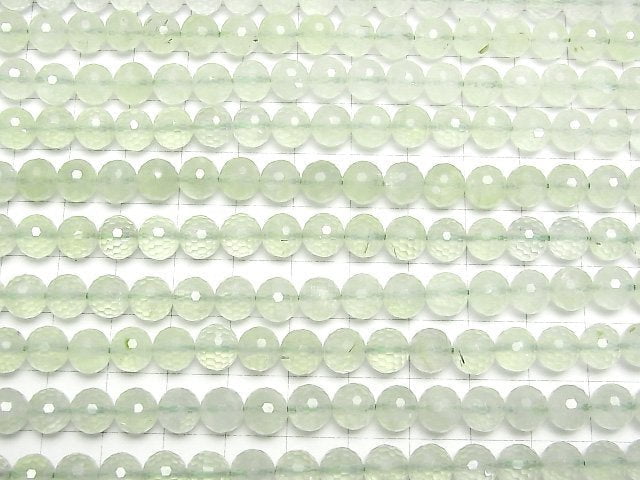 [Video]High Quality! Prehnite AAA- 128Faceted Round 7.5mm half or 1strand beads (aprx.15inch/37cm)