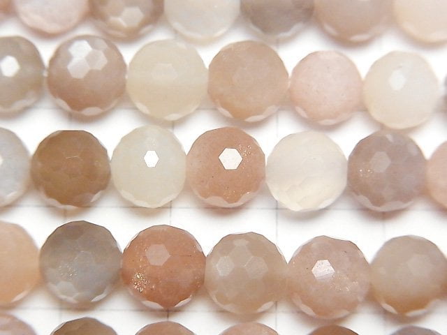 [Video] High Quality! Multi color Moonstone AAA 128Faceted Round 8mm 1strand beads (aprx.15inch/38cm)