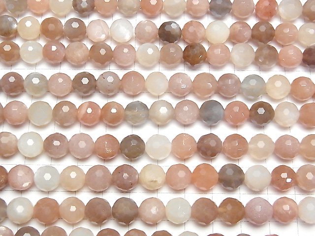 [Video] High Quality! Multi color Moonstone AAA 128Faceted Round 10mm half or 1strand beads (aprx.15inch/37cm)