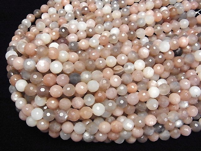 [Video] High Quality! Multi color Moonstone AAA 128Faceted Round 10mm half or 1strand beads (aprx.15inch/37cm)