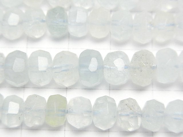 [Video]Aquamarine AA Rough Button-Faceted Nugget 8x8x5mm half or 1strand beads (aprx.15inch/38cm)