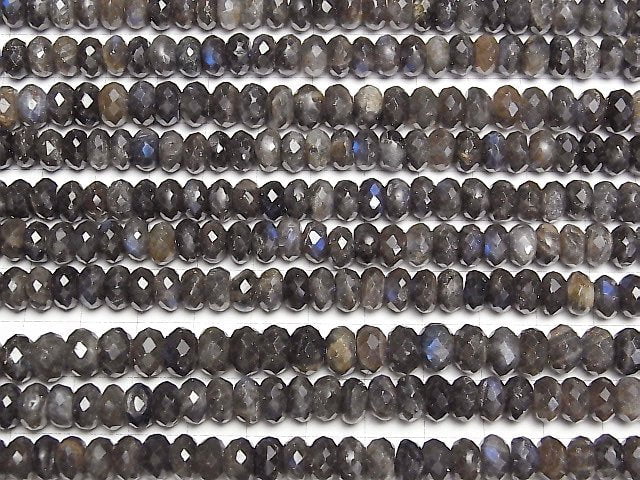 [Video] High Quality! Black Labradorite AA Faceted Button Rondelle 9x9x5mm half or 1strand beads (aprx.15inch/38cm)