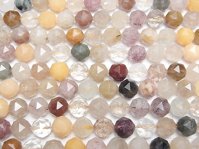 [Video]High Quality! Multicolor Rutilated Quartz AA+ Star Faceted Round 14mm half or 1strand beads (aprx.15inch/37cm)