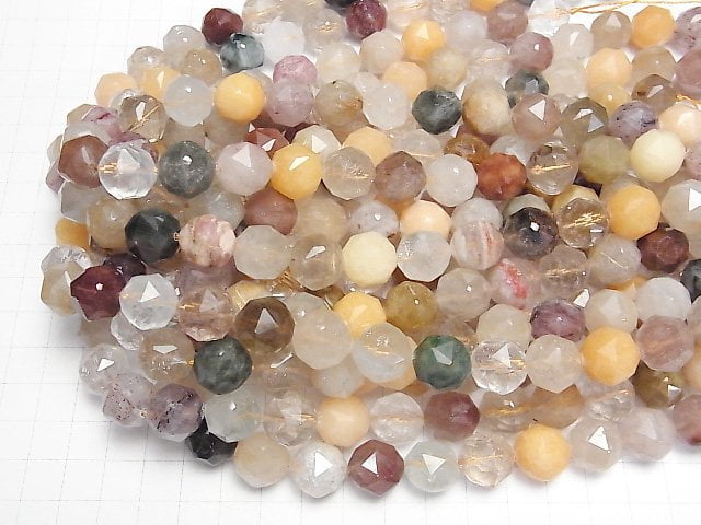 [Video]High Quality! Multicolor Rutilated Quartz AA+ Star Faceted Round 14mm half or 1strand beads (aprx.15inch/37cm)