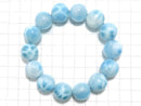 [Video][One of a kind] High Quality Larimar Pectolite AAA Round 16mm Bracelet NO.1