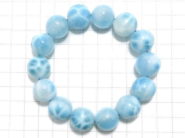 [Video][One of a kind] High Quality Larimar Pectolite AAA Round 16mm Bracelet NO.1