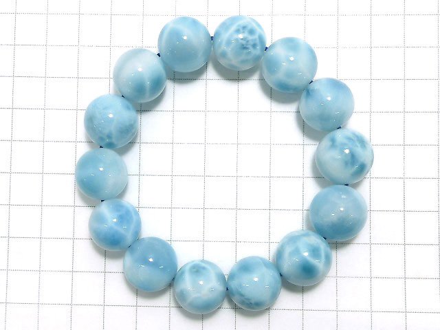 [Video][One of a kind] High Quality Larimar Pectolite AAA Round 16mm Bracelet NO.2