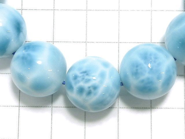 [Video][One of a kind] High Quality Larimar Pectolite AAA Round 16mm Bracelet NO.2