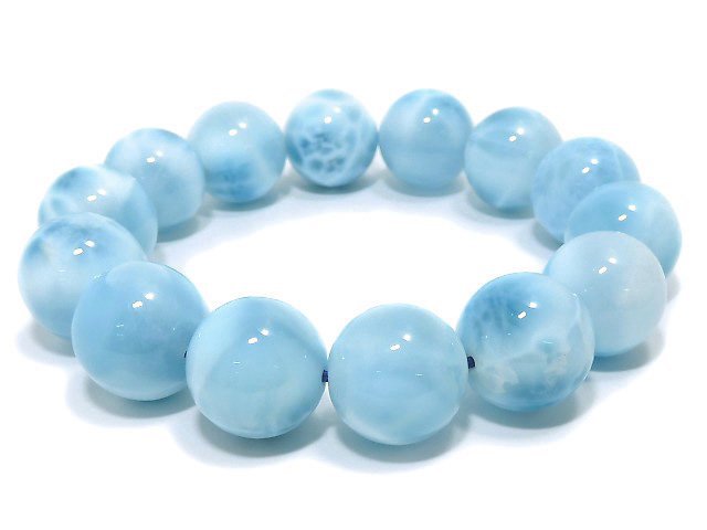 [Video][One of a kind] High Quality Larimar Pectolite AAA Round 16mm Bracelet NO.2