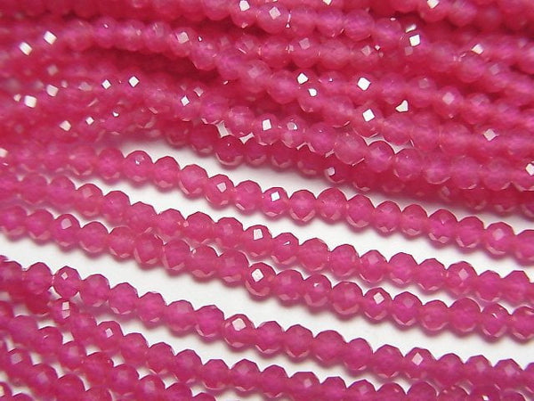 [Video] High Quality! Burmese Ruby AAA- Faceted Round 2mm 1strand beads (aprx.15inch/37cm)