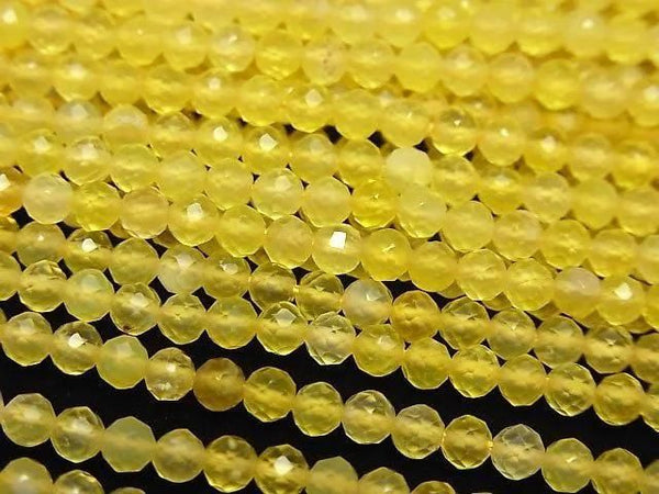 High Quality! Yellow color Chalcedony Faceted Round 3mm 1strand beads (aprx.15inch/37cm)