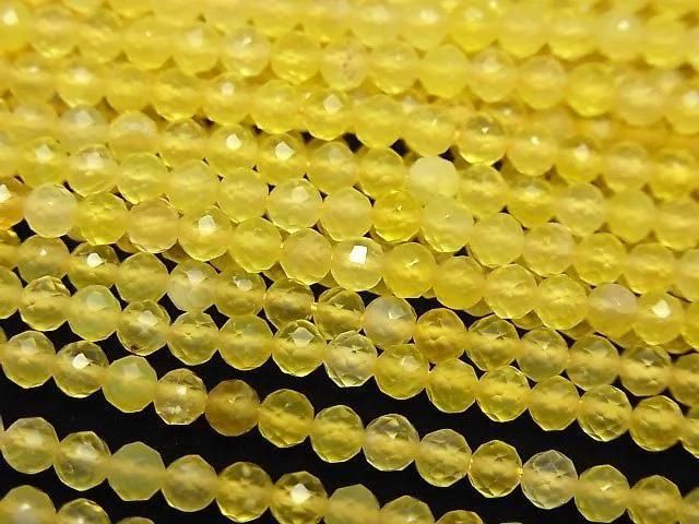 High Quality! Yellow color Chalcedony Faceted Round 3mm 1strand beads (aprx.15inch/37cm)