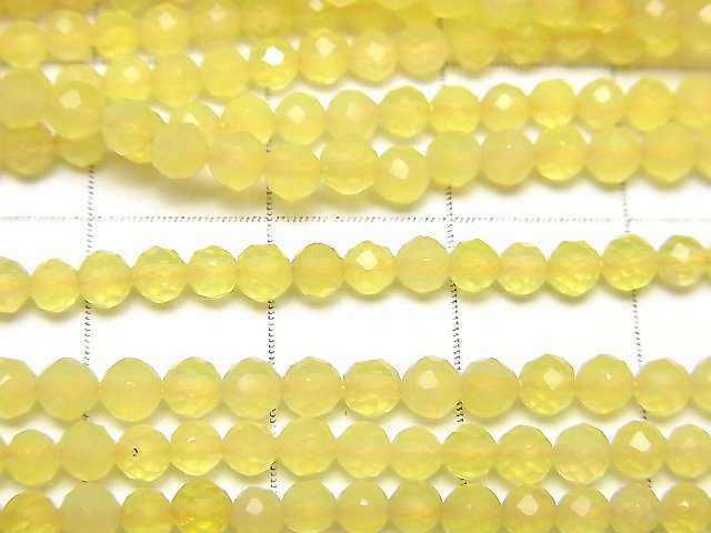 [Video]High Quality! Yellow color Chalcedony Faceted Round 3mm 1strand beads (aprx.15inch/37cm)