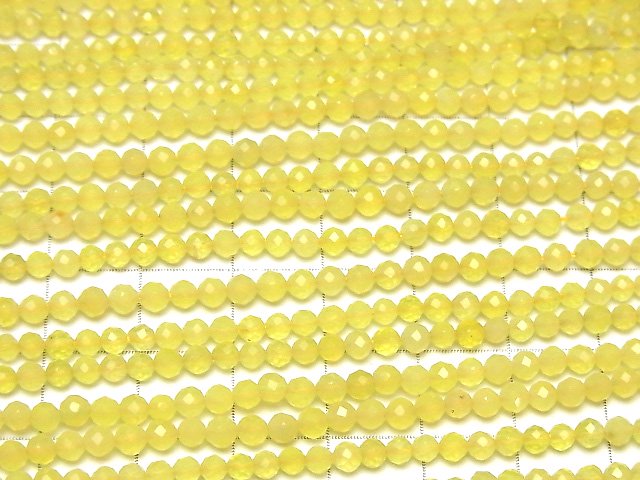 [Video]High Quality! Yellow color Chalcedony Faceted Round 3mm 1strand beads (aprx.15inch/37cm)