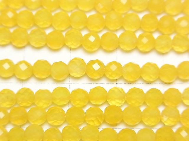 [Video] High Quality! Yellow Chalcedony Faceted Round 4mm 1-strand beads (approx. 15 inches/37 cm)