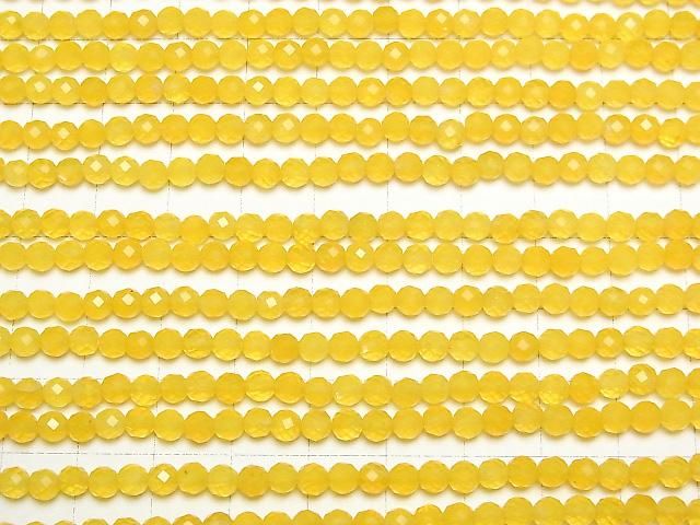 [Video] High Quality! Yellow Chalcedony Faceted Round 4mm 1-strand beads (approx. 15 inches/37 cm)