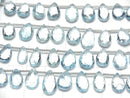 [Video]High Quality Sky Blue Topaz AAA- Pear shape Faceted Briolette half or 1strand beads (aprx.5inch/12cm)
