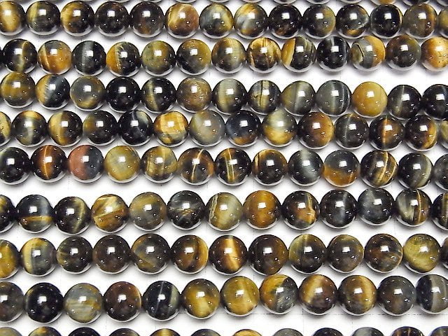 [Video]Mix Tiger's Eye AAA Round 8mm half or 1strand beads (aprx.15inch/38cm)