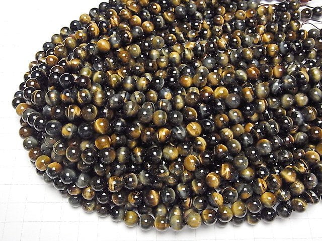 [Video]Mix Tiger's Eye AAA Round 8mm half or 1strand beads (aprx.15inch/38cm)