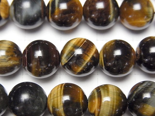 [Video]Mix Tiger's Eye AAA Round 10mm half or 1strand beads (aprx.15inch/37cm)