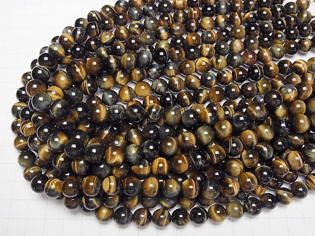 [Video]Mix Tiger's Eye AAA Round 10mm half or 1strand beads (aprx.15inch/37cm)