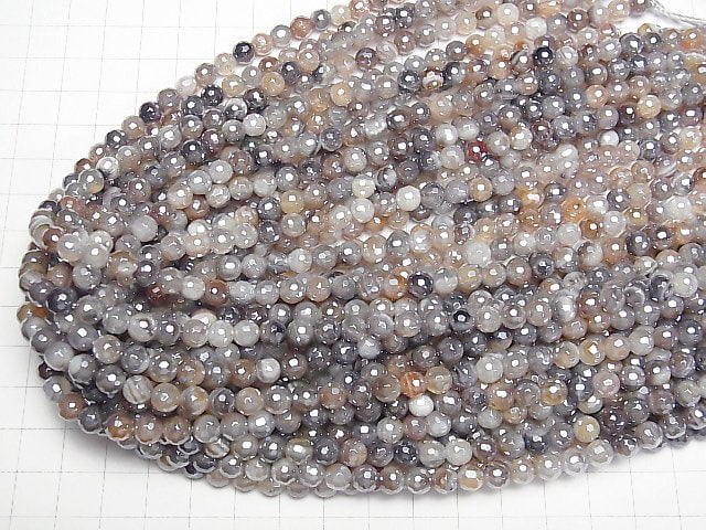 [Video]Botswana Agate 128Faceted Round 6mm coating 1strand beads (aprx.15inch/36cm)