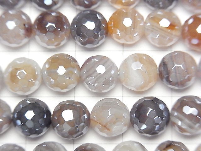 [Video]Botswana Agate 128Faceted Round 8mm coating 1strand beads (aprx.14inch/35cm)