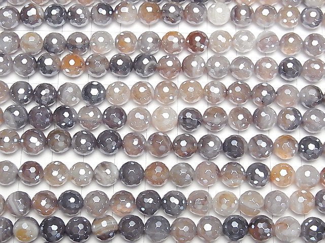 [Video]Botswana Agate 128Faceted Round 8mm coating 1strand beads (aprx.14inch/35cm)