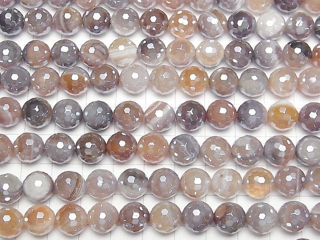 [Video]Botswana Agate 128Faceted Round 10mm coating 1strand beads (aprx.15inch/36cm)