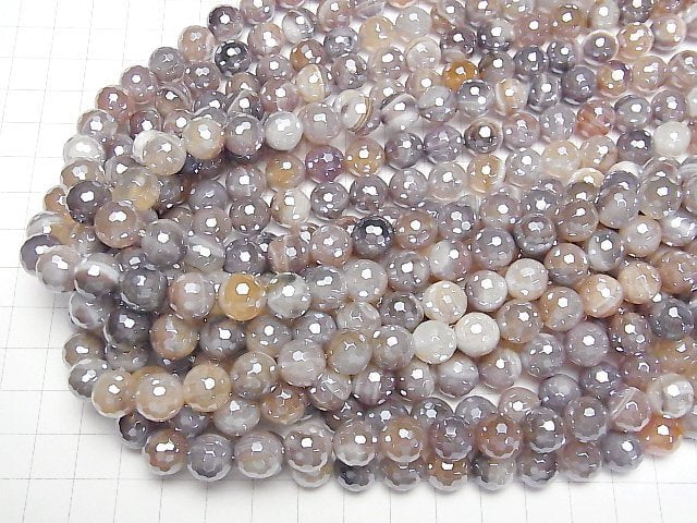 [Video]Botswana Agate 128Faceted Round 10mm coating 1strand beads (aprx.15inch/36cm)