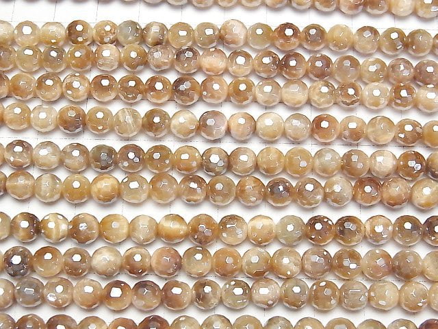 [Video] Flash, Golden Tiger's Eye 128Faceted Round 6mm 1strand beads (aprx.15inch/36cm)