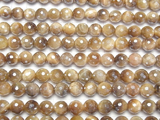 [Video] Flash, Golden Tiger's Eye 128Faceted Round 8mm 1strand beads (aprx.14inch/35cm)