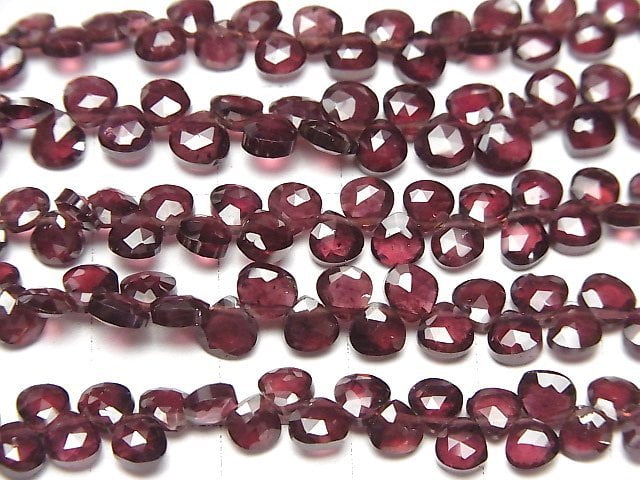 [Video]High Quality Garnet AA++ Chestnut Faceted Briolette 1strand beads (aprx.7inch/18cm)