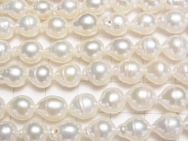 [Video] Fresh Water Pearl AA Natural Drop 9x7x7mm White 1strand beads (aprx.15inch/37cm)