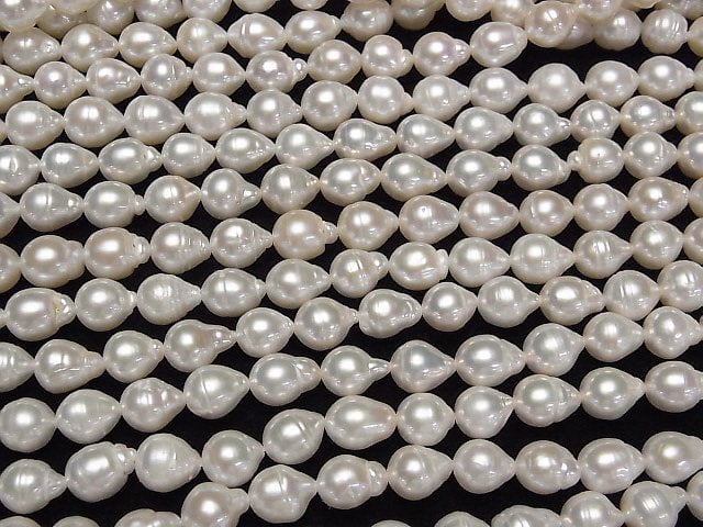 [Video] Fresh Water Pearl AA Natural Drop 9x7x7mm White 1strand beads (aprx.15inch/37cm)