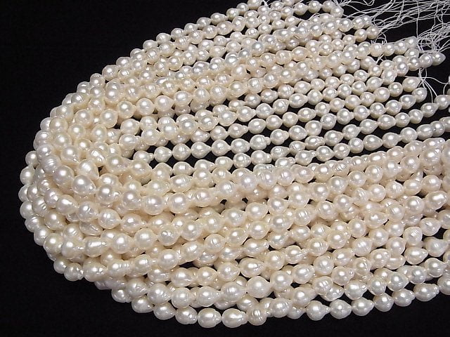 [Video] Fresh Water Pearl AA Natural Drop 9x7x7mm White 1strand beads (aprx.15inch/37cm)