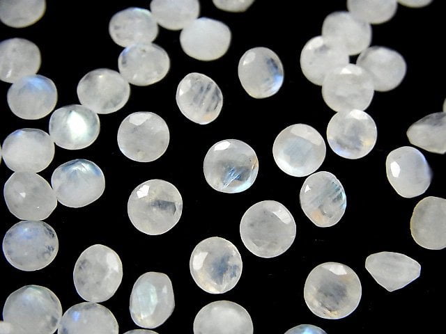 [Video] Rainbow Moonstone AA++ Loose stone Round Faceted 6x6mm 5pcs