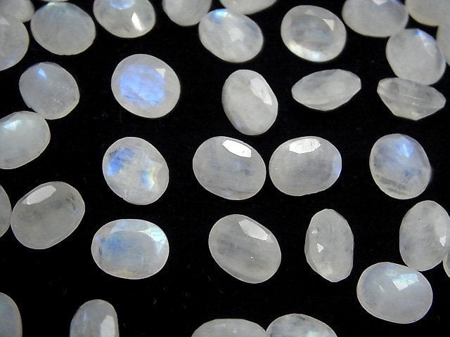 [Video]Rainbow Moonstone AA++ Loose stone Oval Faceted 10x8mm 3pcs