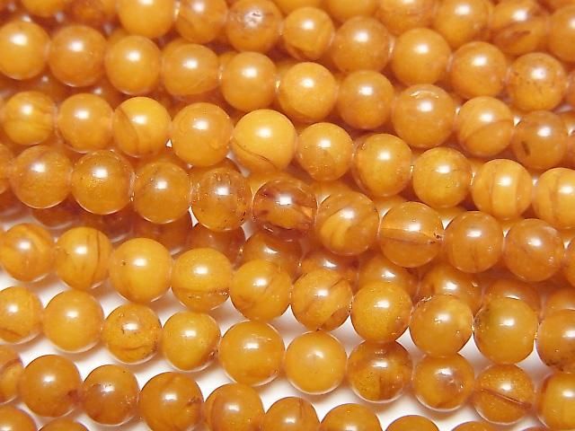 [Video] Presto Amber Round [4mm][4.5mm] 1strand beads (aprx.15inch/38cm)