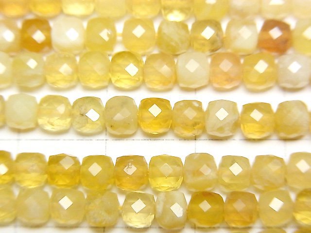 [Video]High Quality! Yellow Opal AA Cube Shape 4x4x4mm 1strand beads (aprx.15inch/37cm)